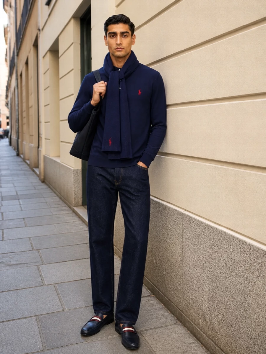Ralph lauren navy polo dark jeans loafers