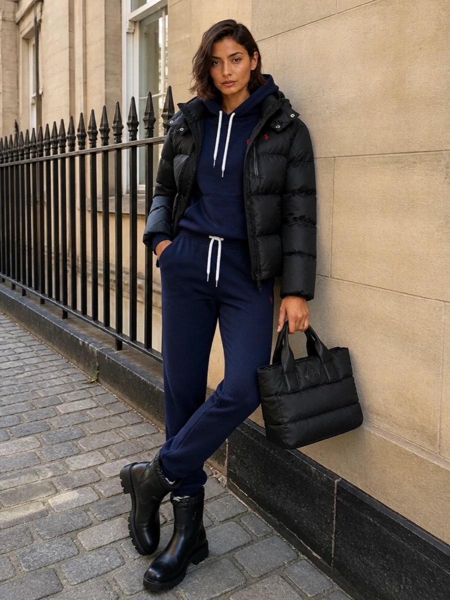 Polo ralph lauren puffer navy joggers outfit