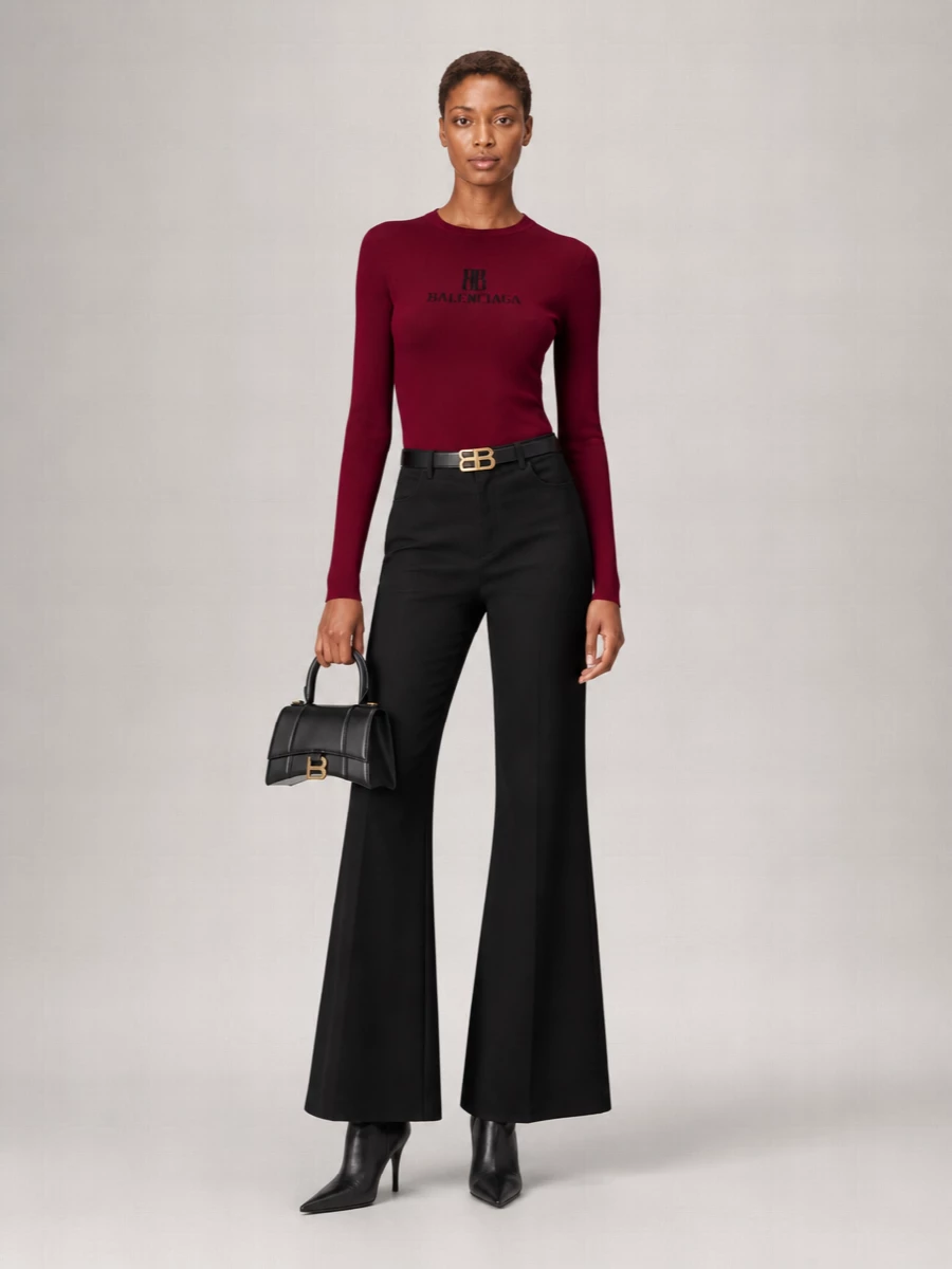 Balenciaga Ribbed Long-Sleeve Fitted Top