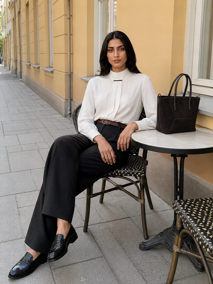 Brunello cucinelli charcoal wide leg trousers outfit