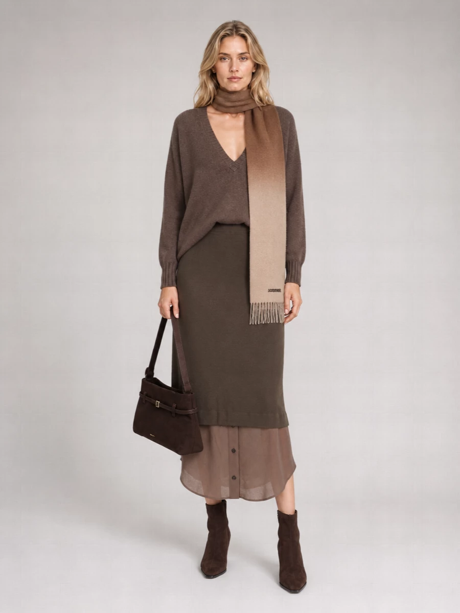 Alysi Layered-Effect Midi A-Line Skirt