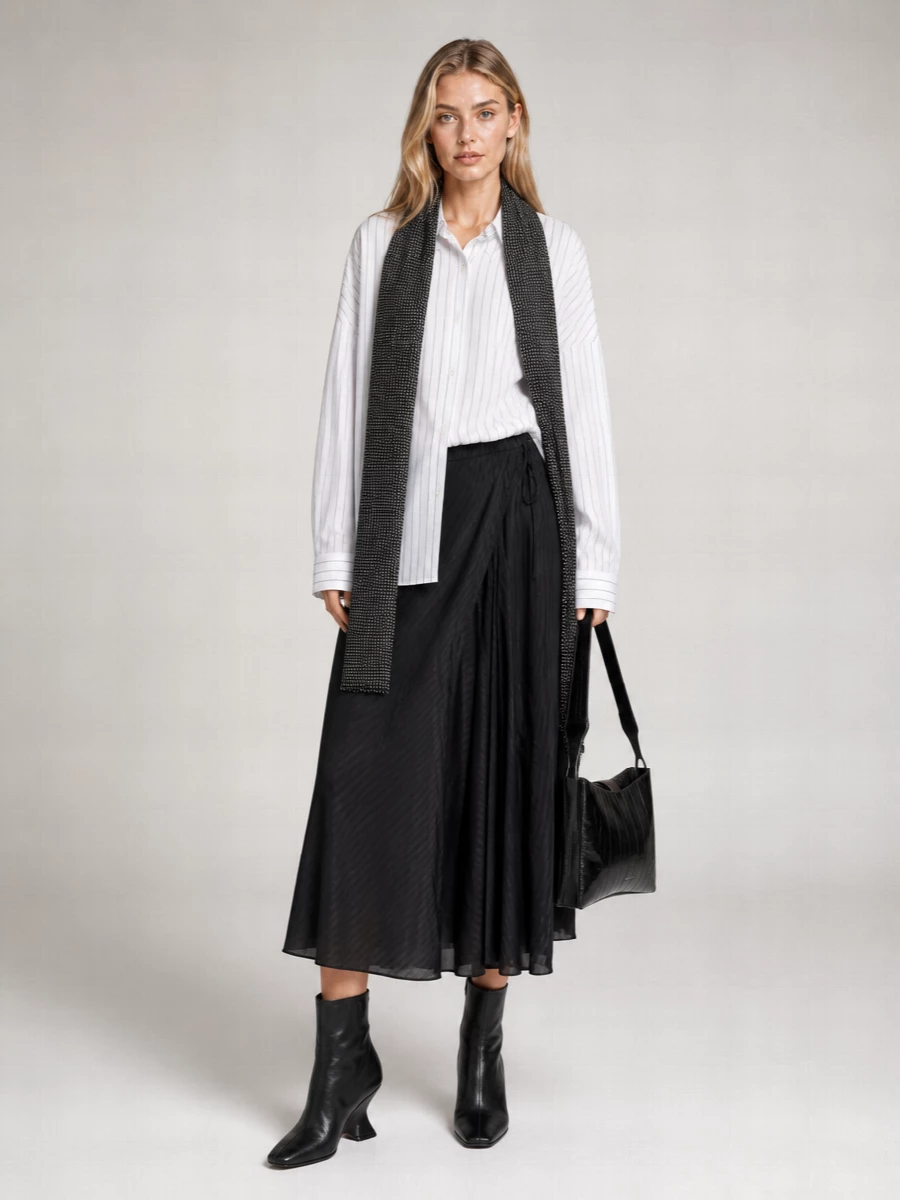 Dries Van Noten cupro a-line skirt