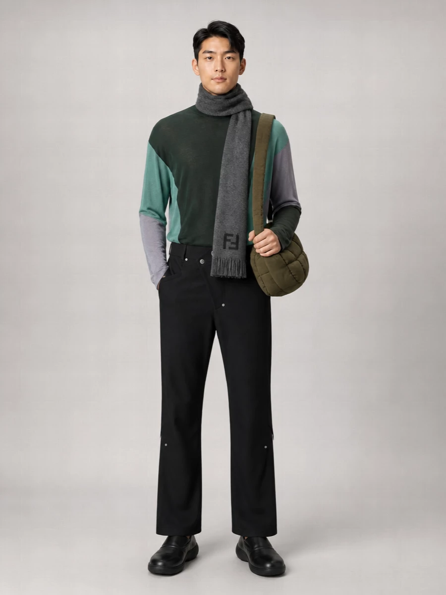 Kiko Kostadinov Silk Blend Fine Knit Turtleneck Asymmetric Sweater