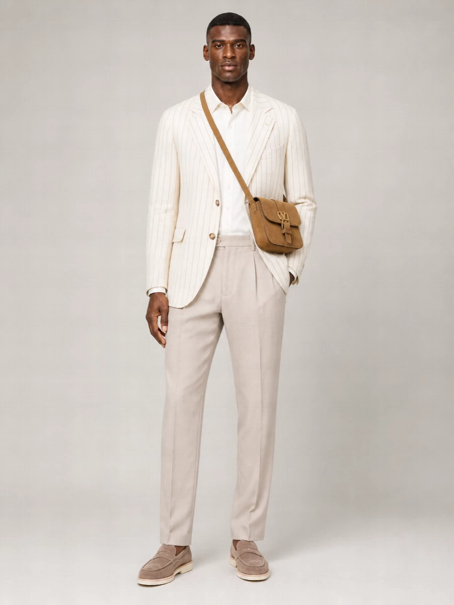 Brunello Cucinelli Linen Pinstripe Single-Breasted Blazer