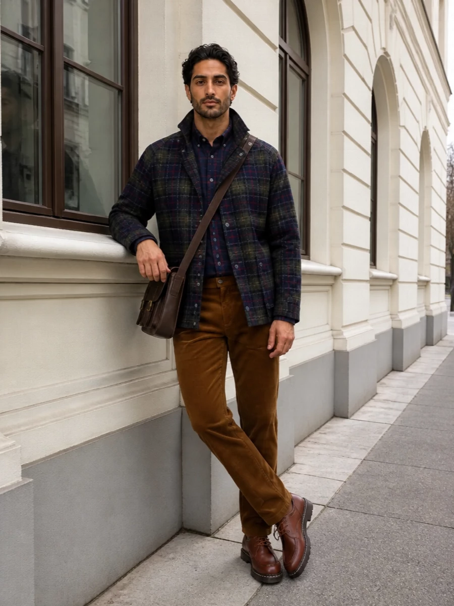 Barbour jacket corduroy trousers paraboot derby