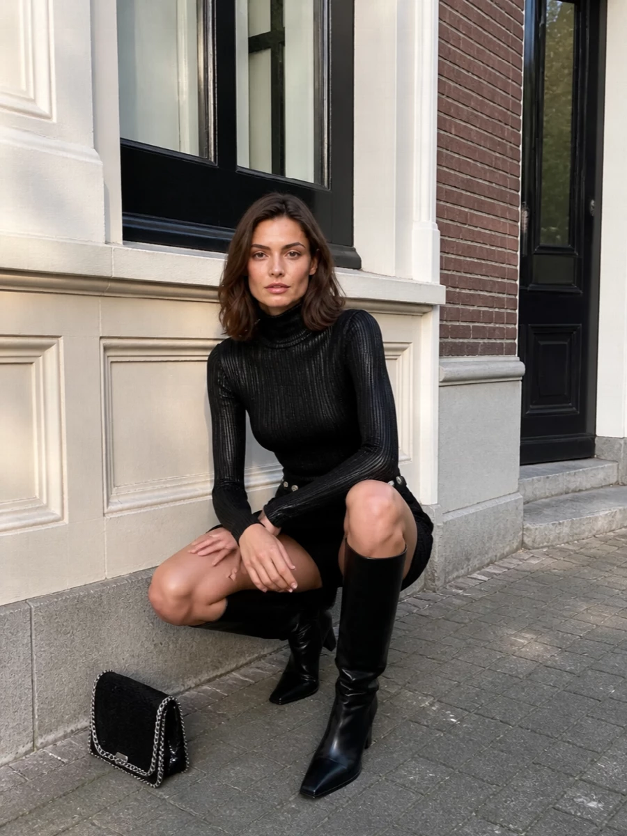 Elisabetta franchi black knit mini skirt party
