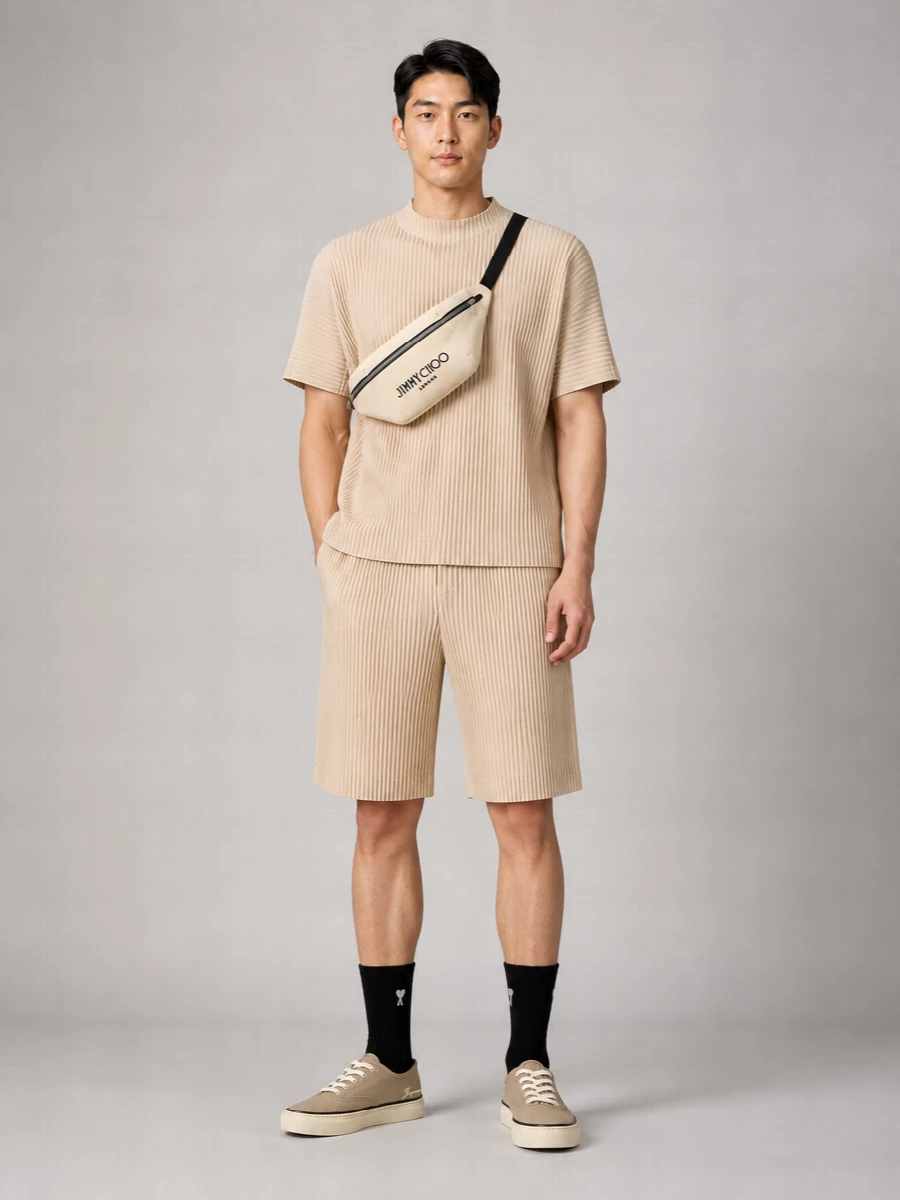 Homme Plisse Issey Miyake Ribbed Straight-Leg Bermuda Shorts