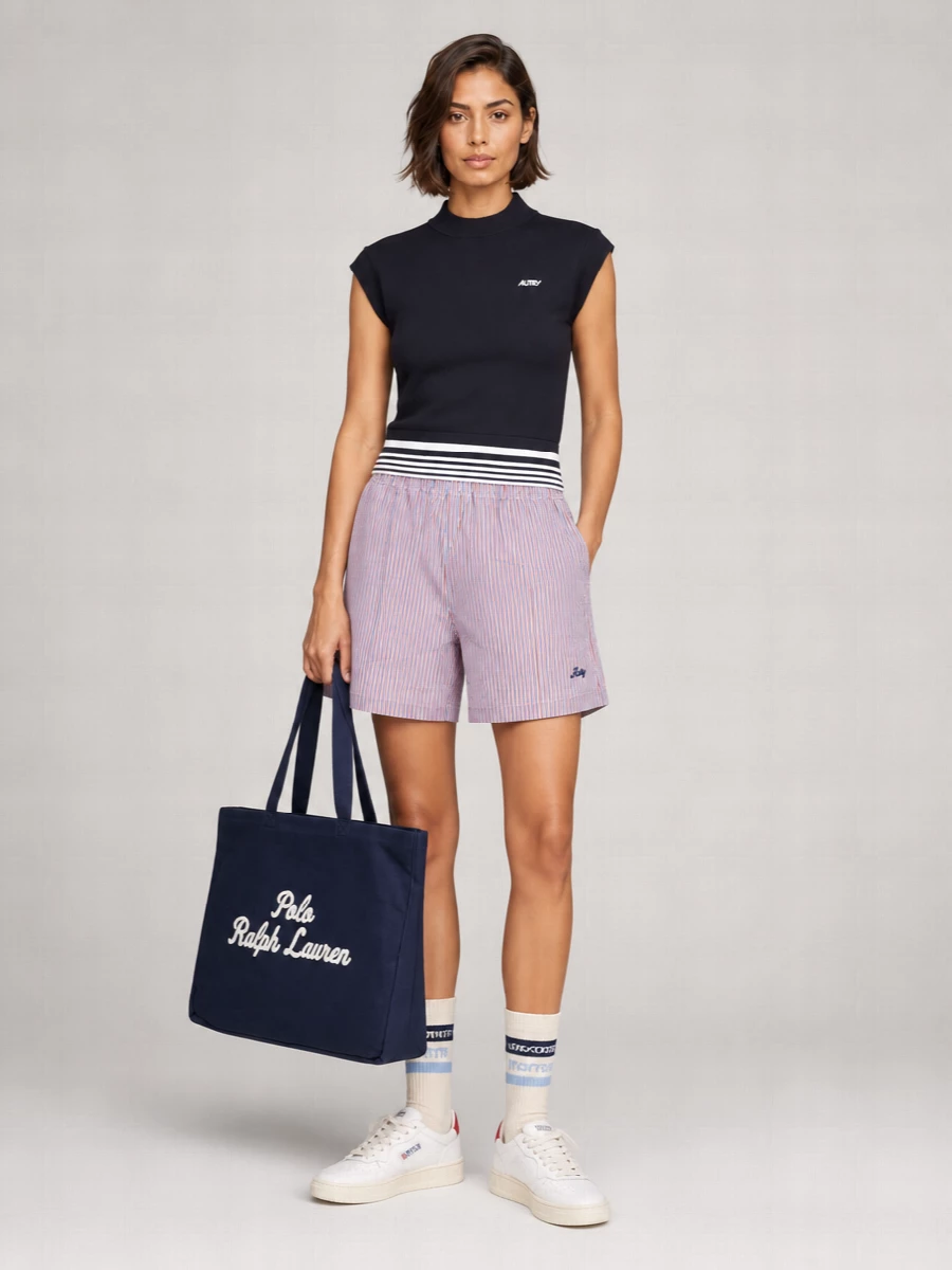 Autry Embroidered Poplin Knee-Length Shorts