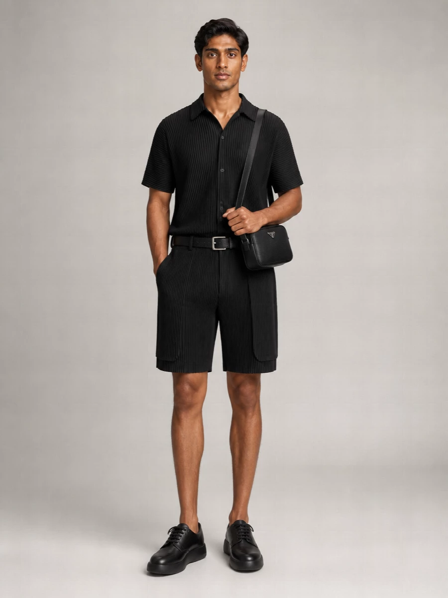 Homme Plisse Issey Miyake Polyester Cargo Shorts