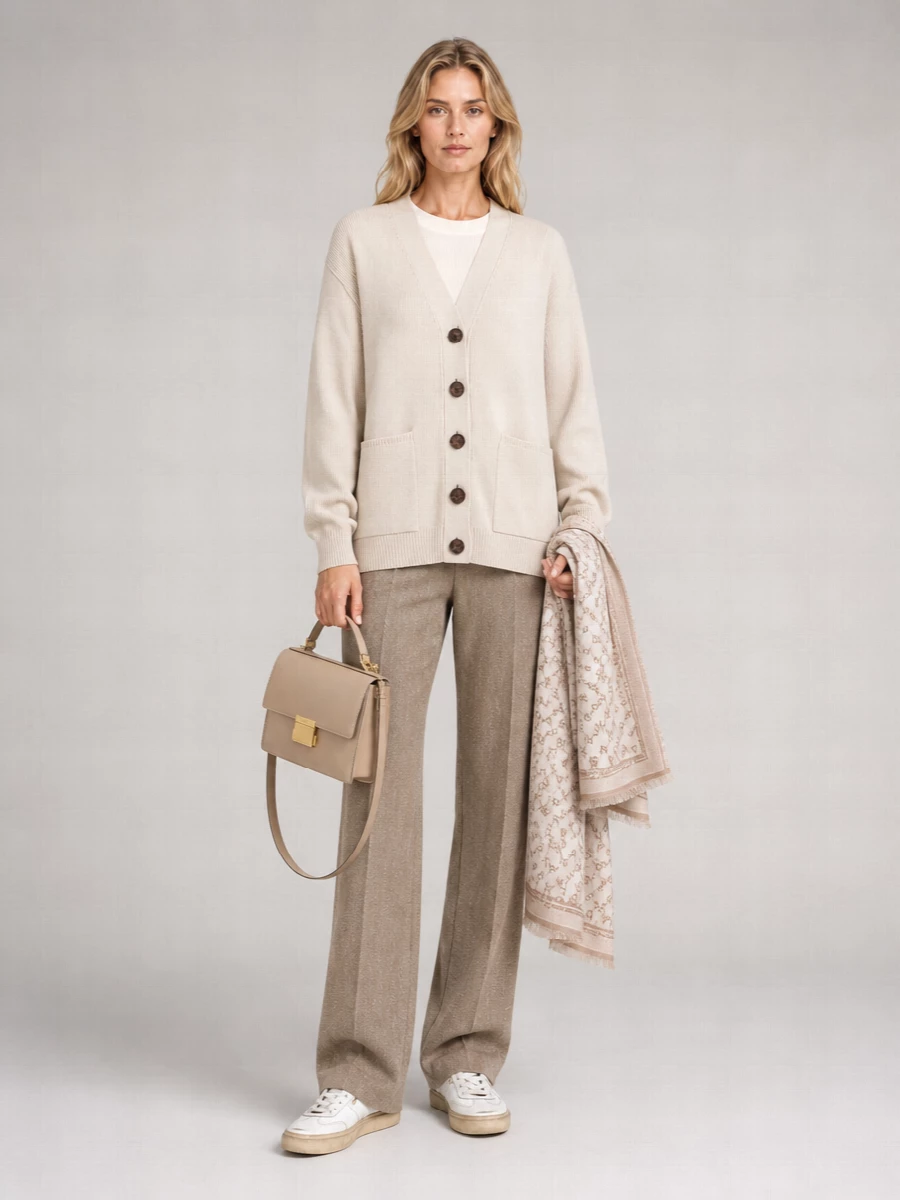 Golden Goose Ribbed V-Neck Cotton Cardigan