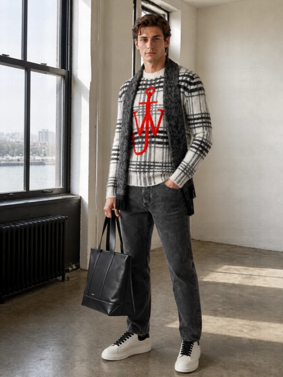 Jw anderson sweater alexander mcqueen jeans outfit