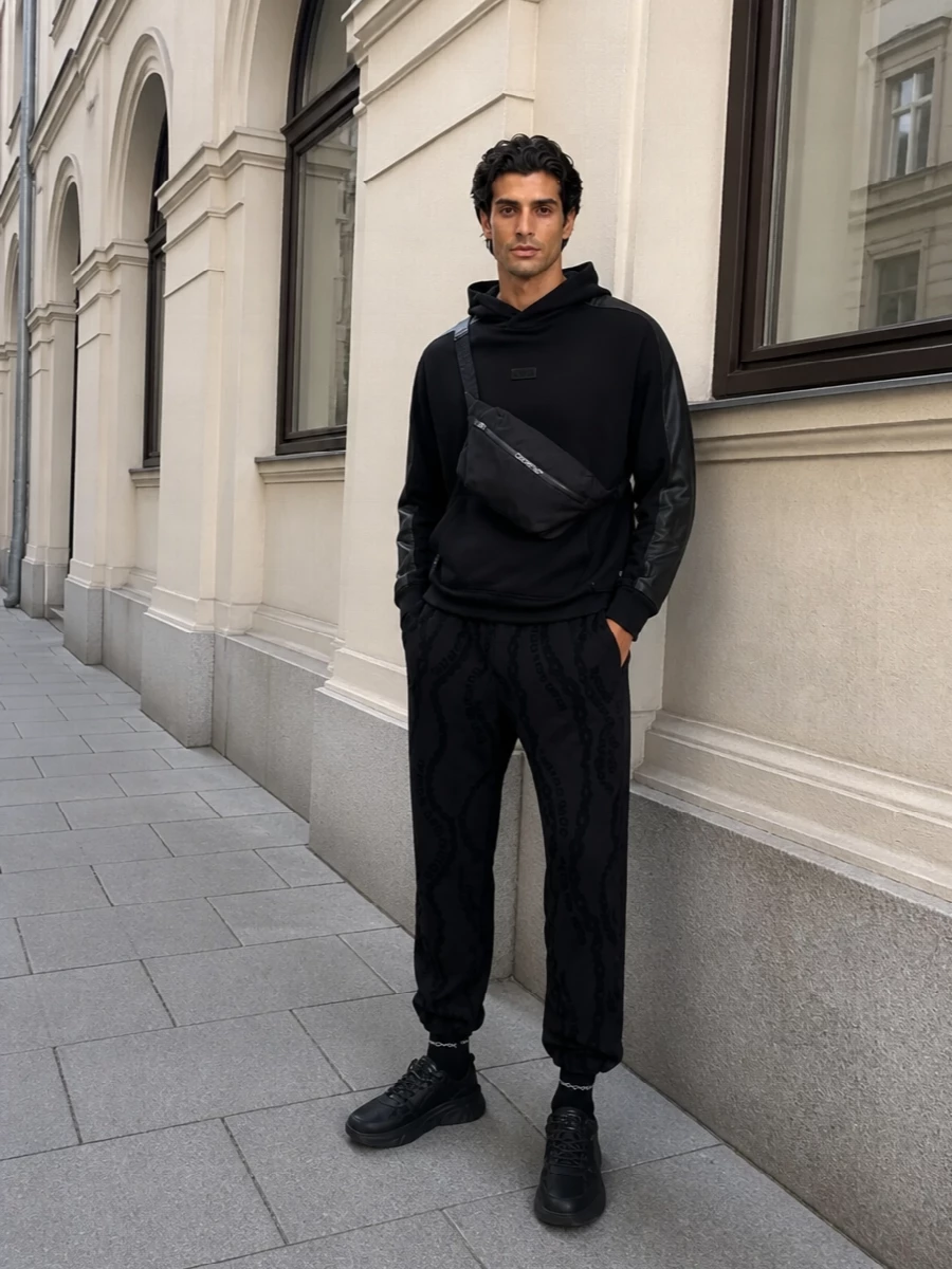 Versace track pants black hoodie sneakers