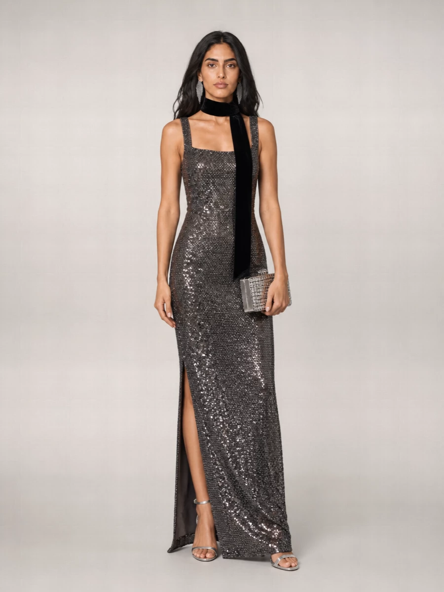 Self-Portrait rhinestone maxi dress