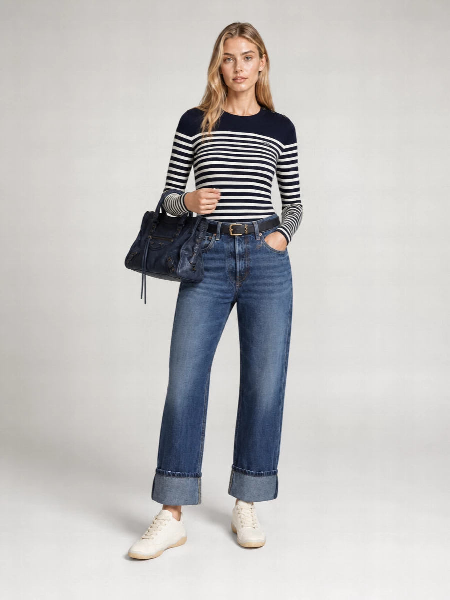 Prada Denim Straight-Leg Cropped Trousers