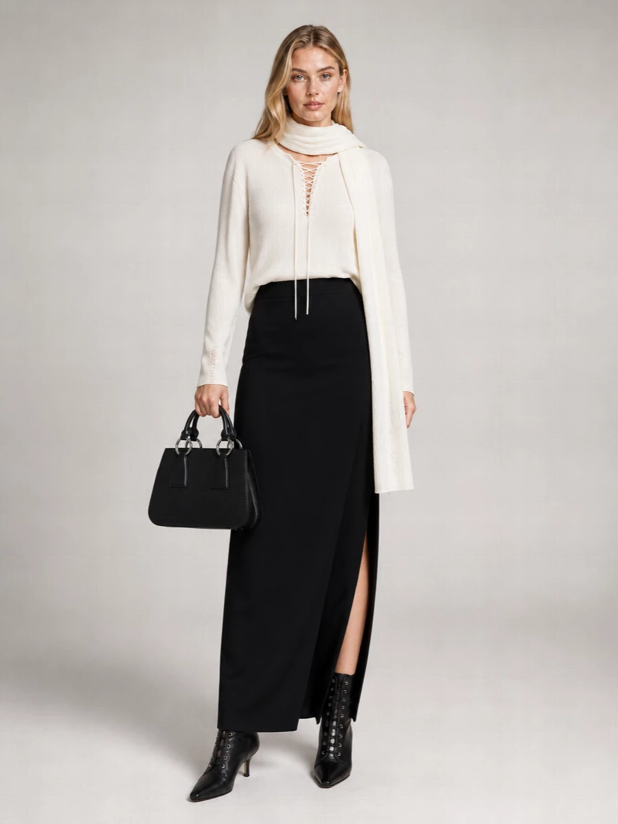 Ann Demeulemeester Cashmere Wool Cropped Lace-Up Sweater