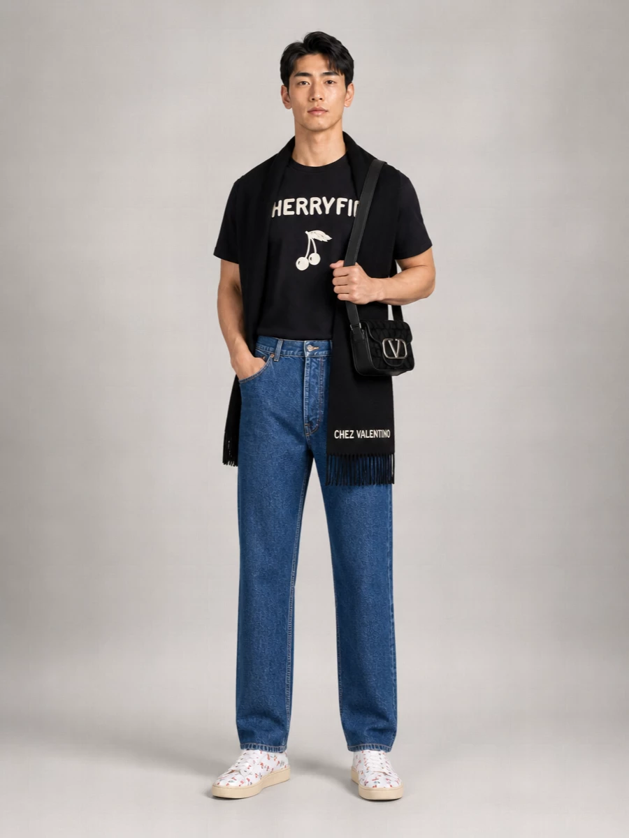 Valentino Garavani Leather Cherry-Print Low-Top Sneakers