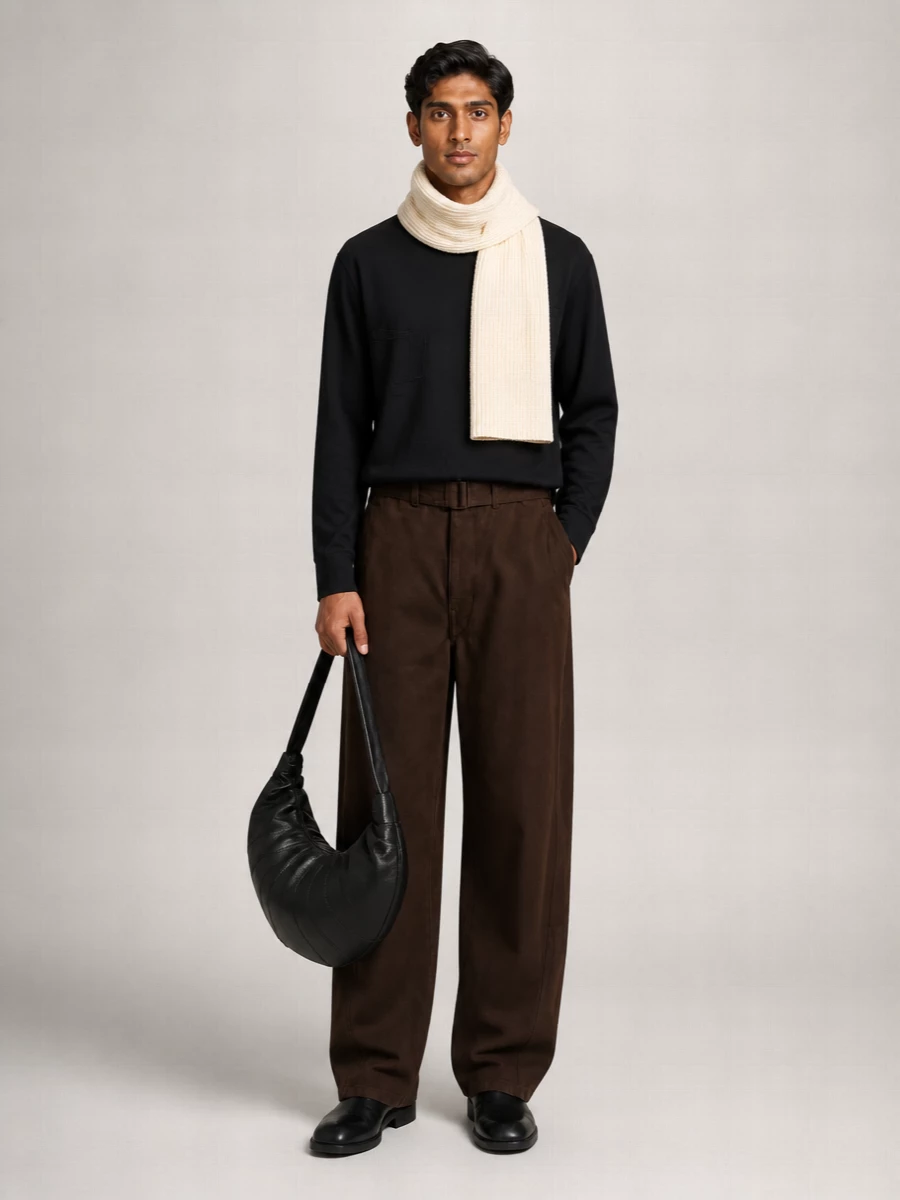 Lemaire Cotton Ribbed Crew Neck Long-Sleeve Boxy T-Shirt