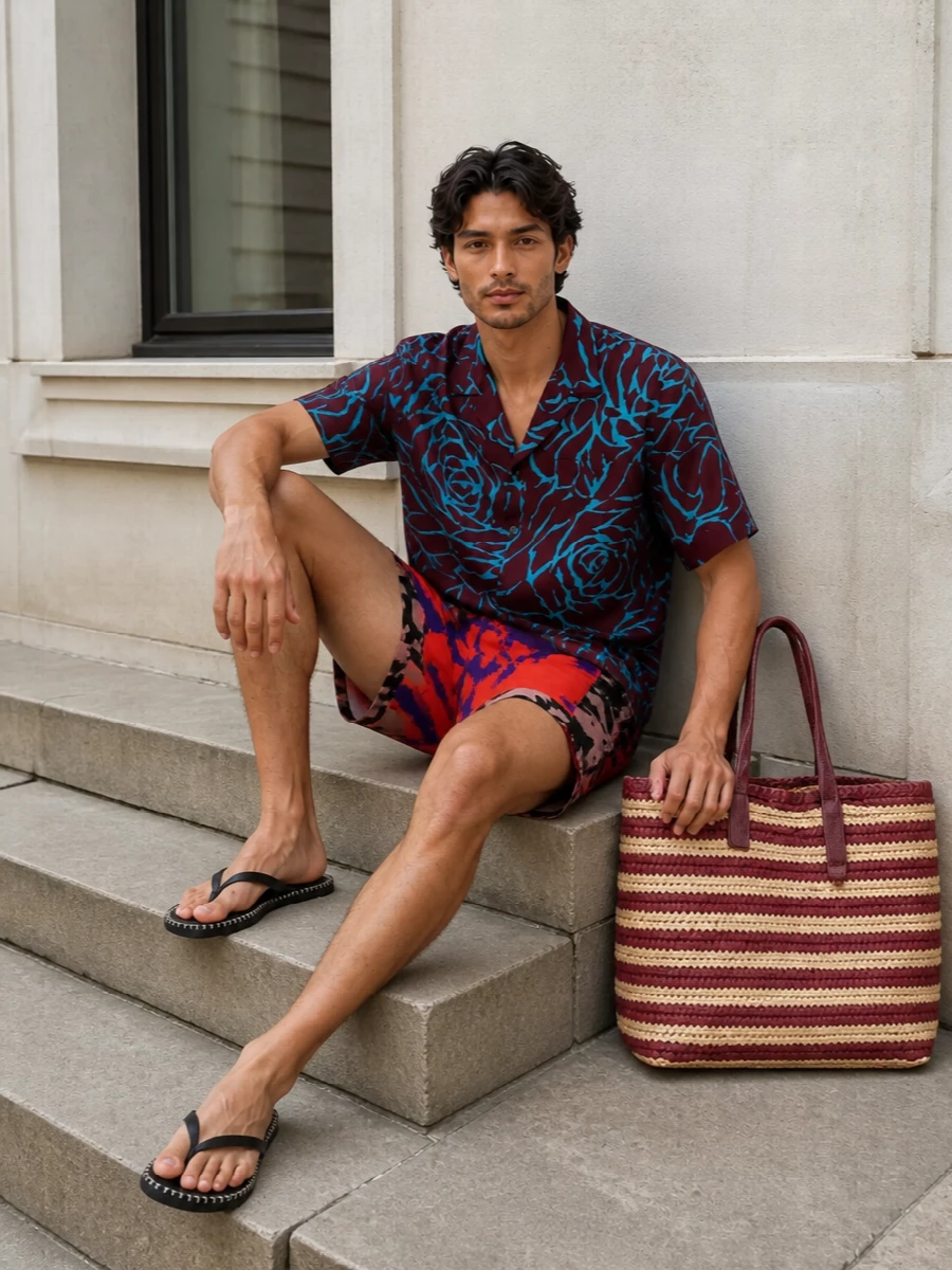 Dries van noten floral camp shirt swim shorts