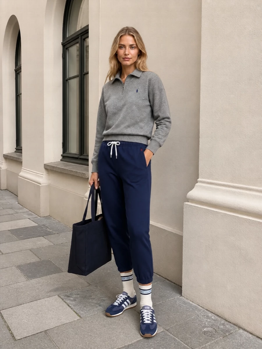 Polo ralph lauren grey quarter zip navy joggers