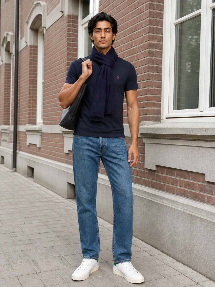 Polo ralph lauren navy tee jeans stan smith