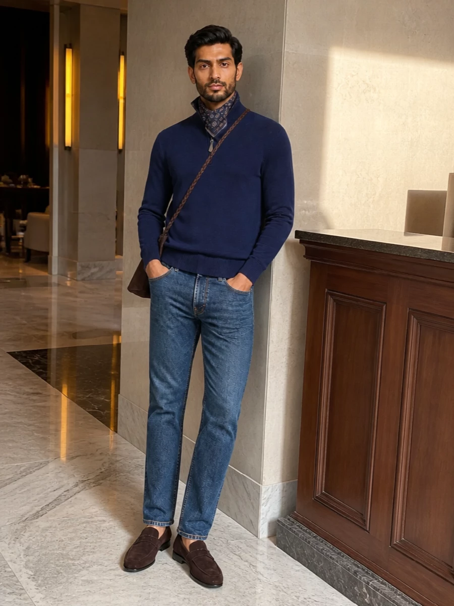 Jacob cohen jeans navy half zip tods loafers
