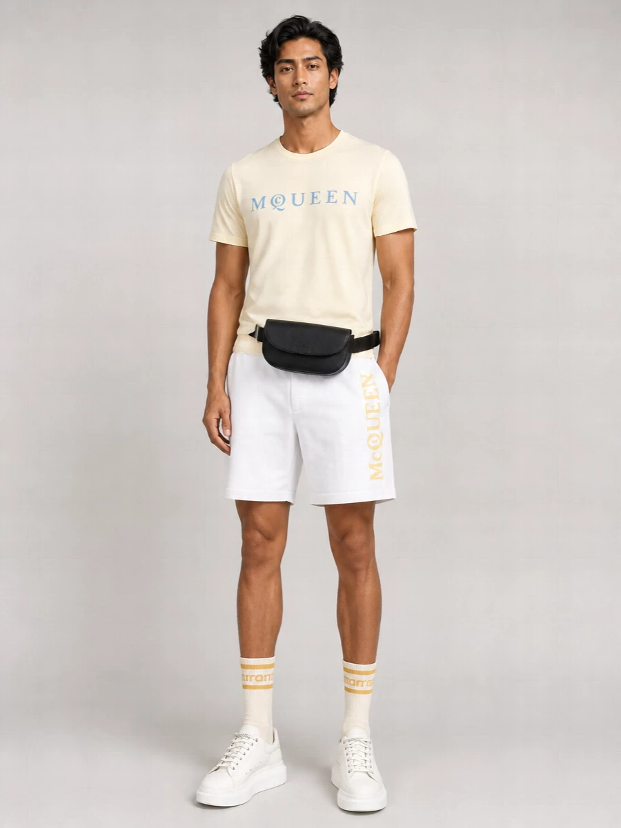 Alexander Mcqueen Cotton Logo Print Bermuda Shorts