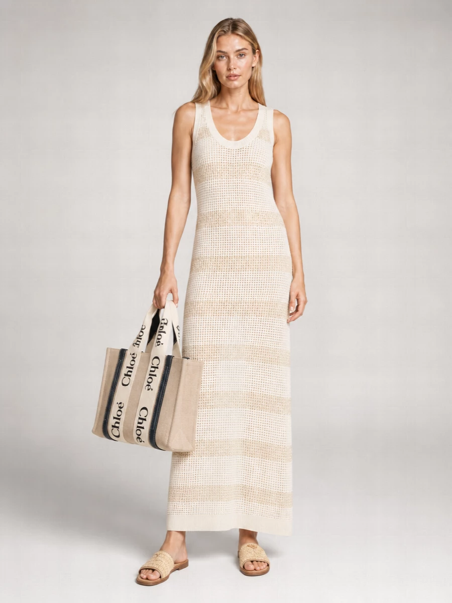 Chloé Woody Small Linen Tote Bag