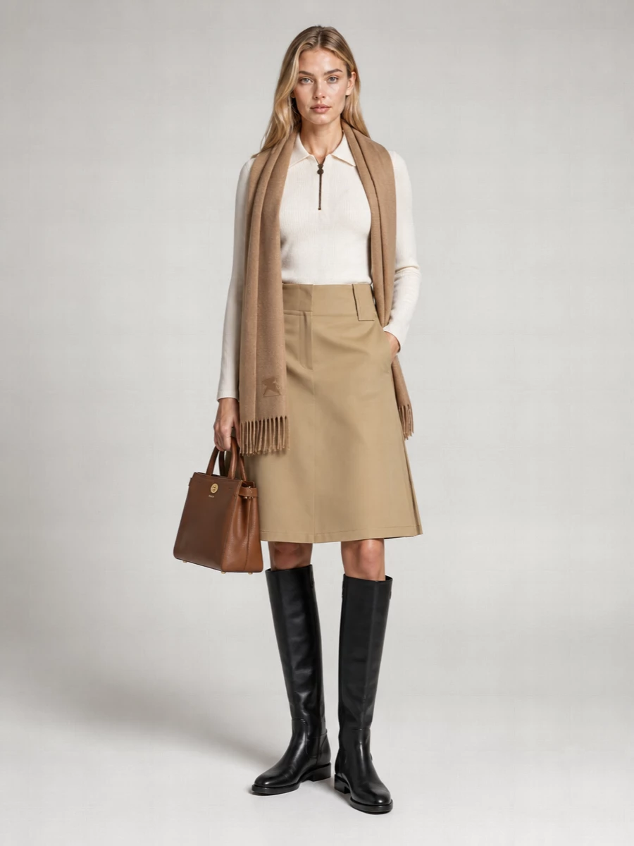 Burberry Cashmere Zip Collar Long Sleeve Sweater