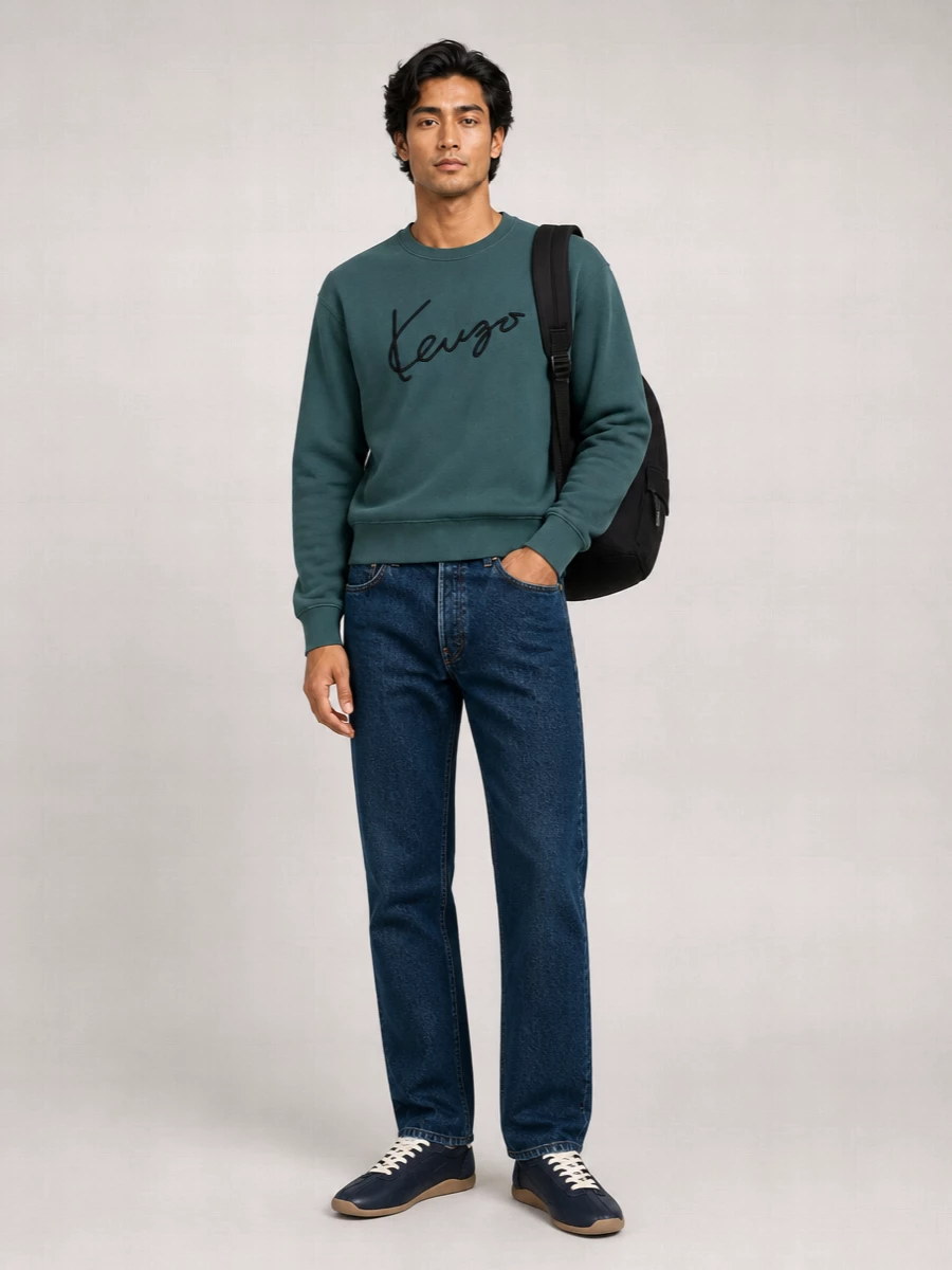 Kenzo Cotton Logo Embroidered Sweatshirt