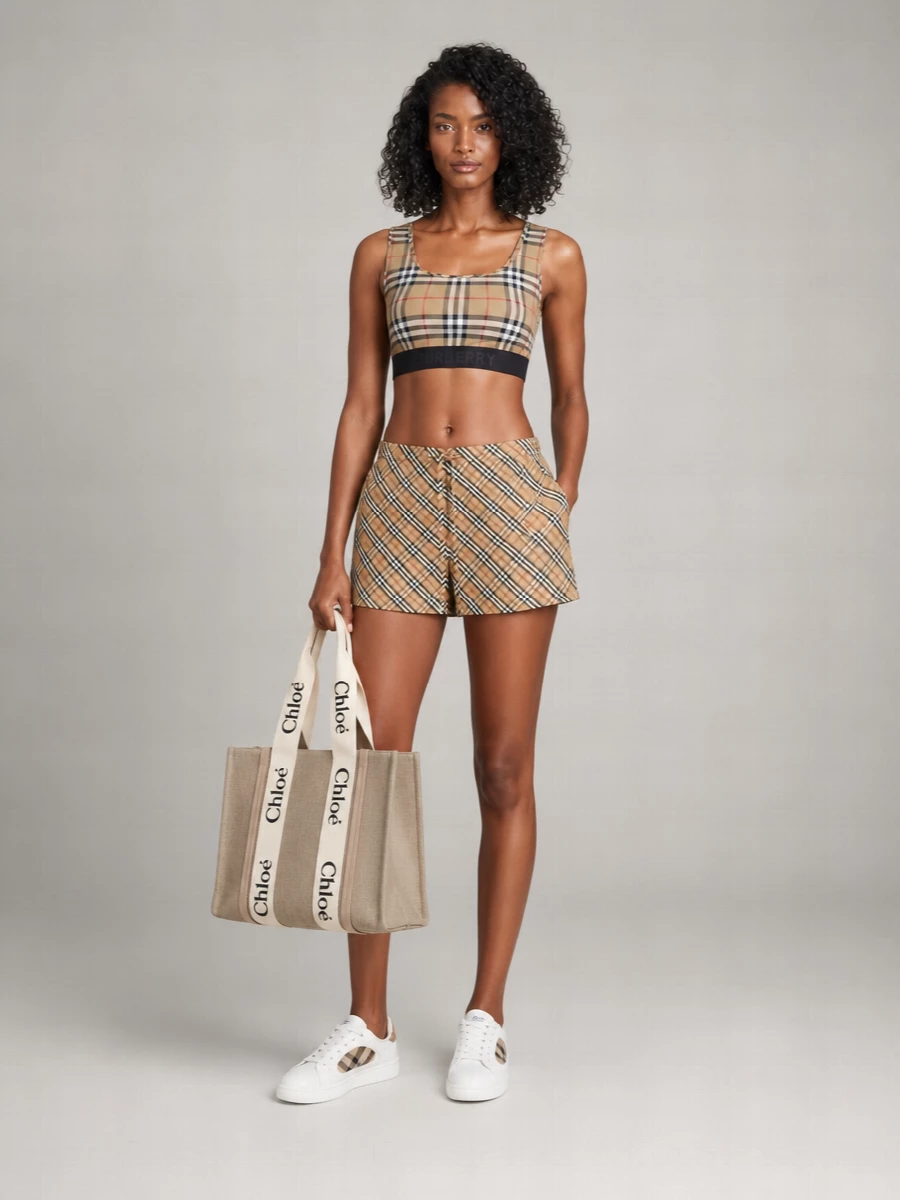 Burberry Check Cotton Short Shorts