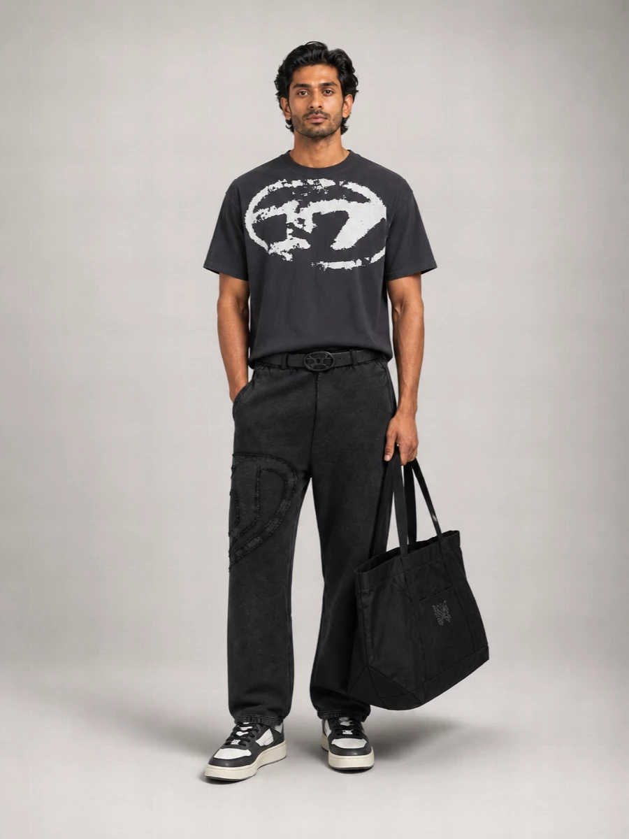 Diesel Printed Cotton Tapered Trousers
