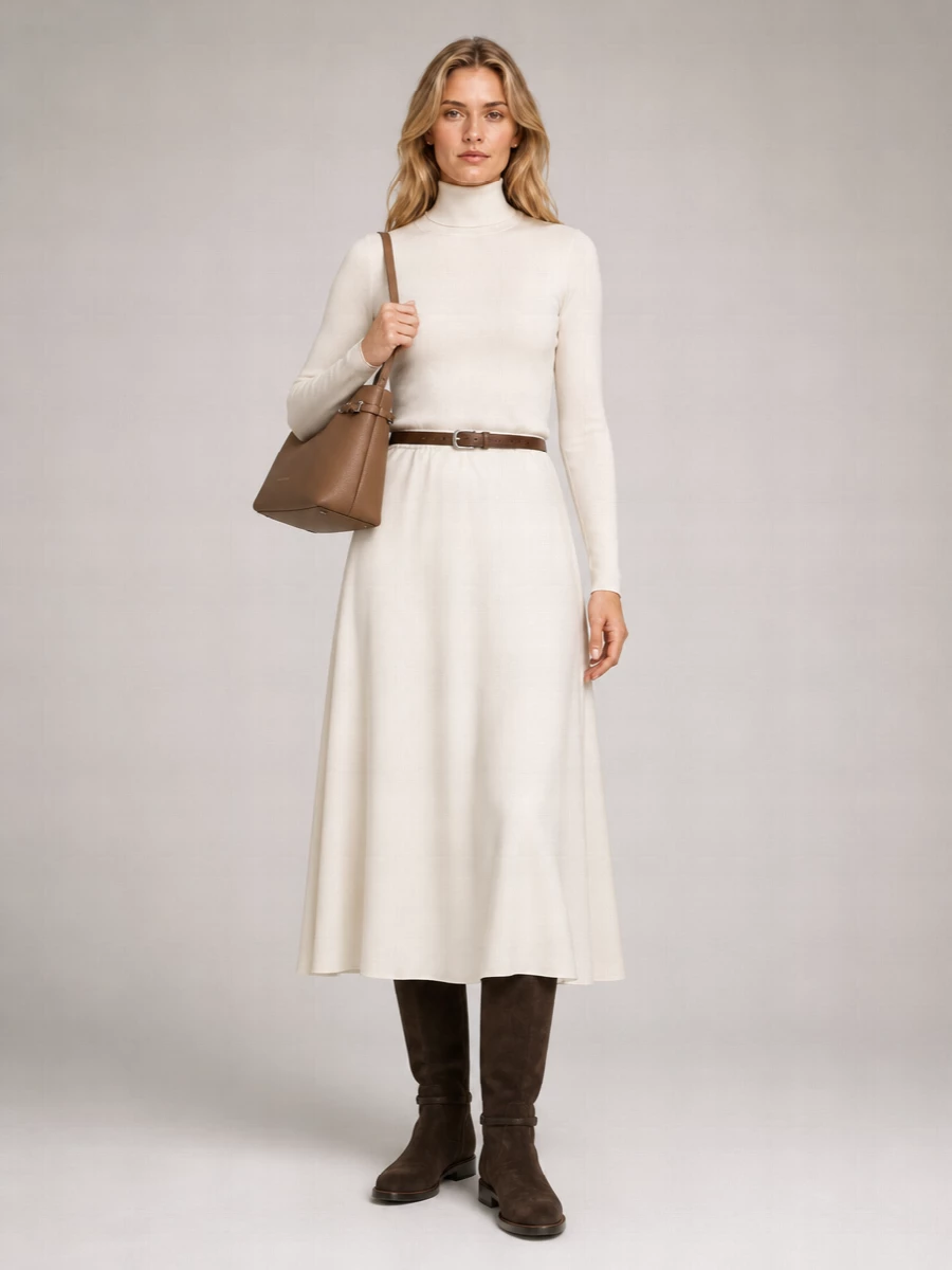 Brunello Cucinelli Wool Blend A-Line Skirt