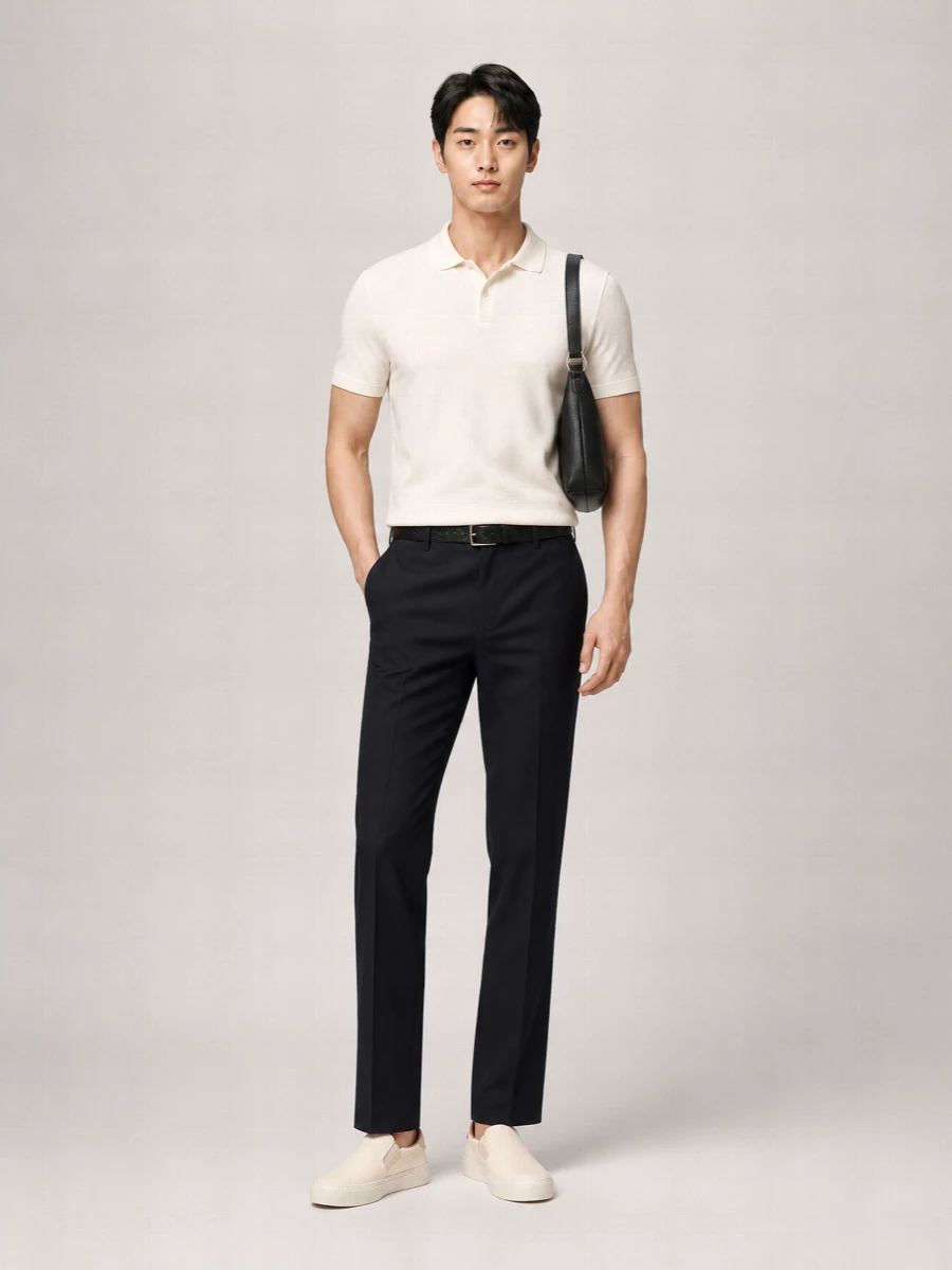 Moncler Silk Linen Short Sleeve Polo Shirt