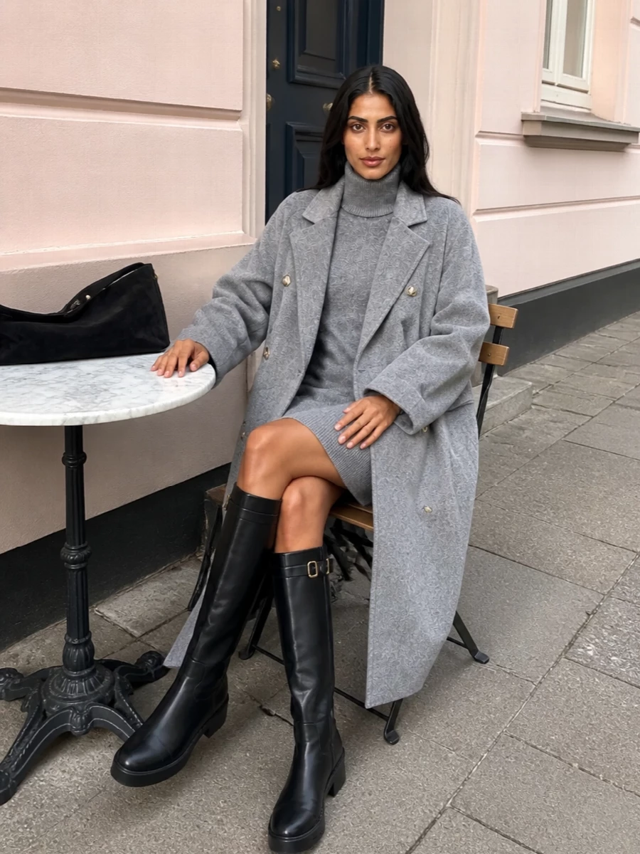 Balmain grey sweater dress loulou studio coat