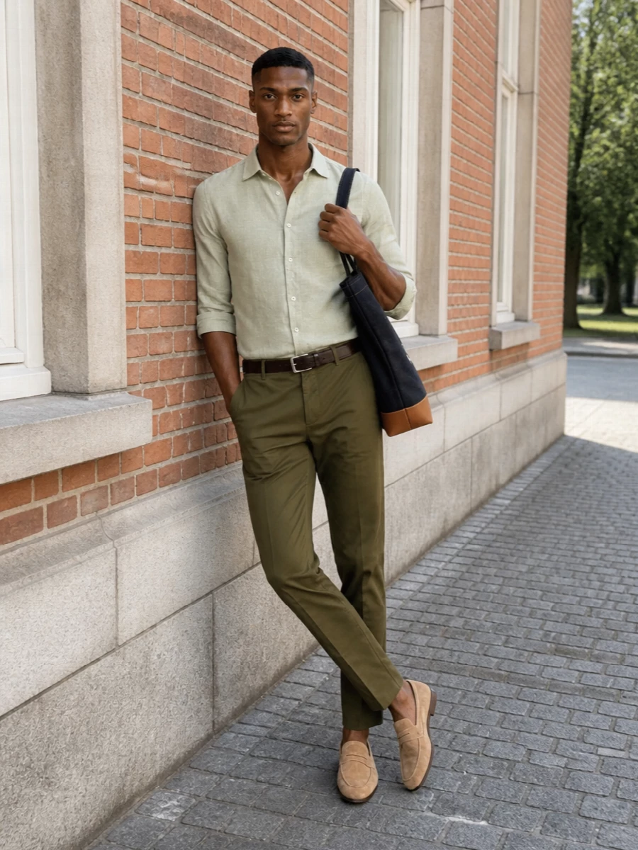 Dondup chinos woolrich linen shirt tods loafers