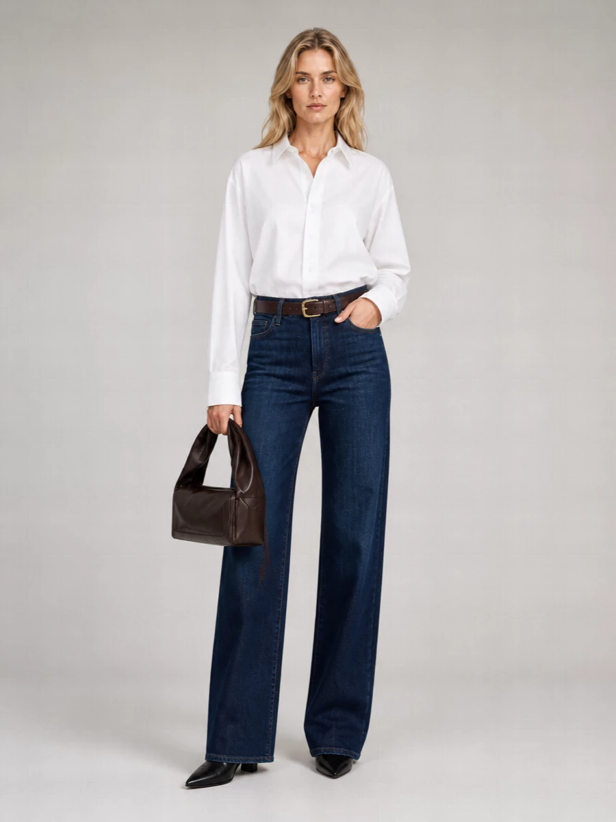 Mother denim mid-rise wide-leg jeans