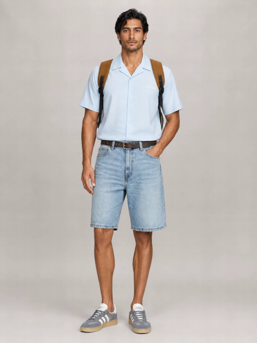 Carhartt Wip Denim Regular-Waist Wide-Leg Bermuda Shorts