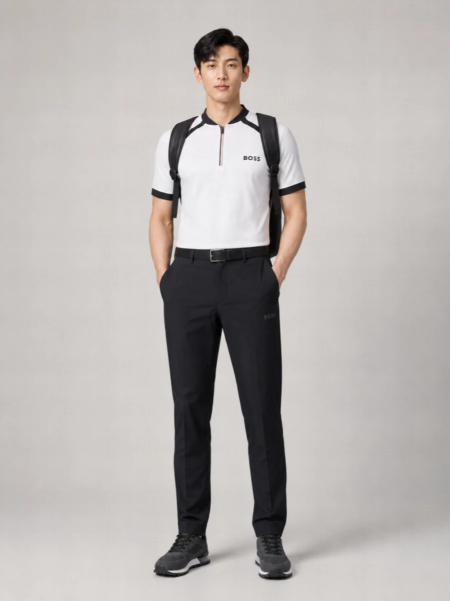 Boss Short-Sleeve Zip-Neck T-Shirt