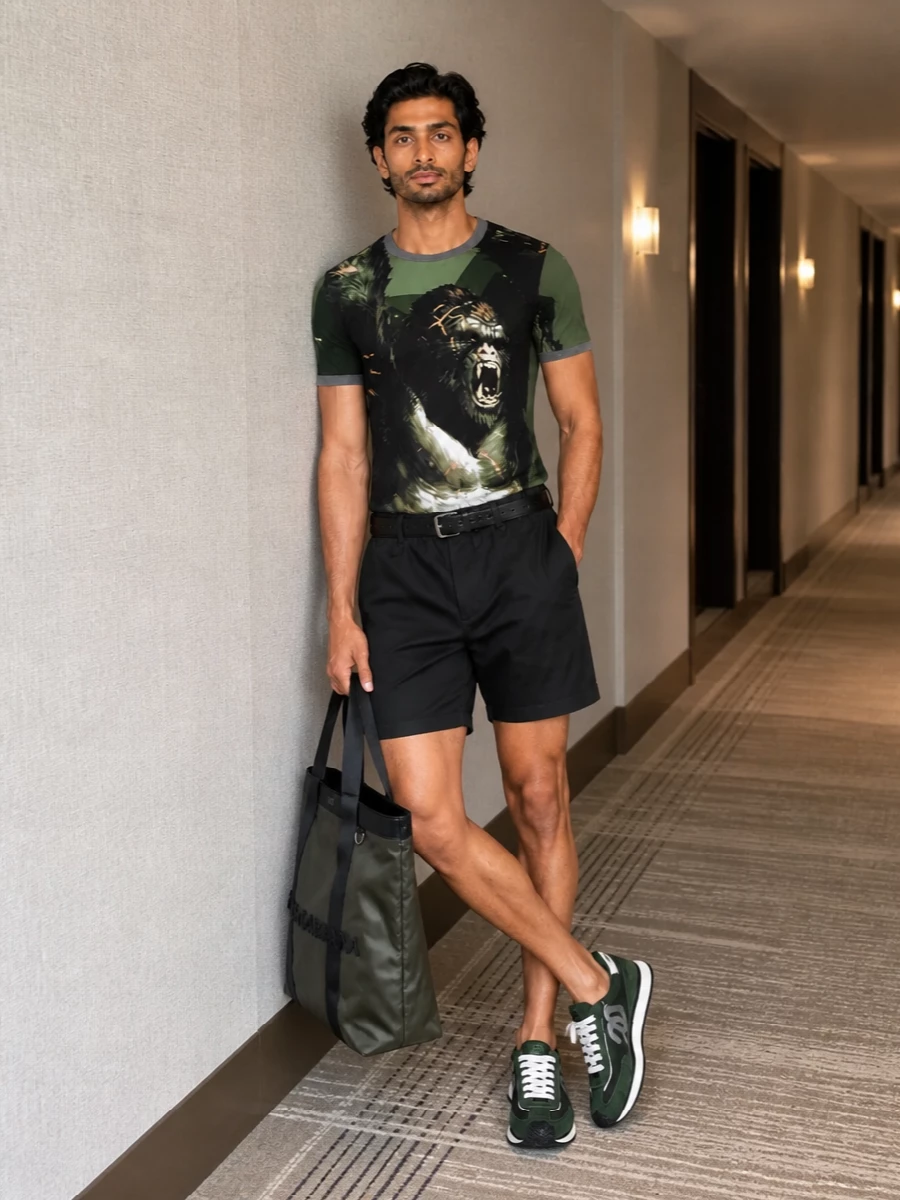 Dolce gabbana gorilla tee black shorts outfit