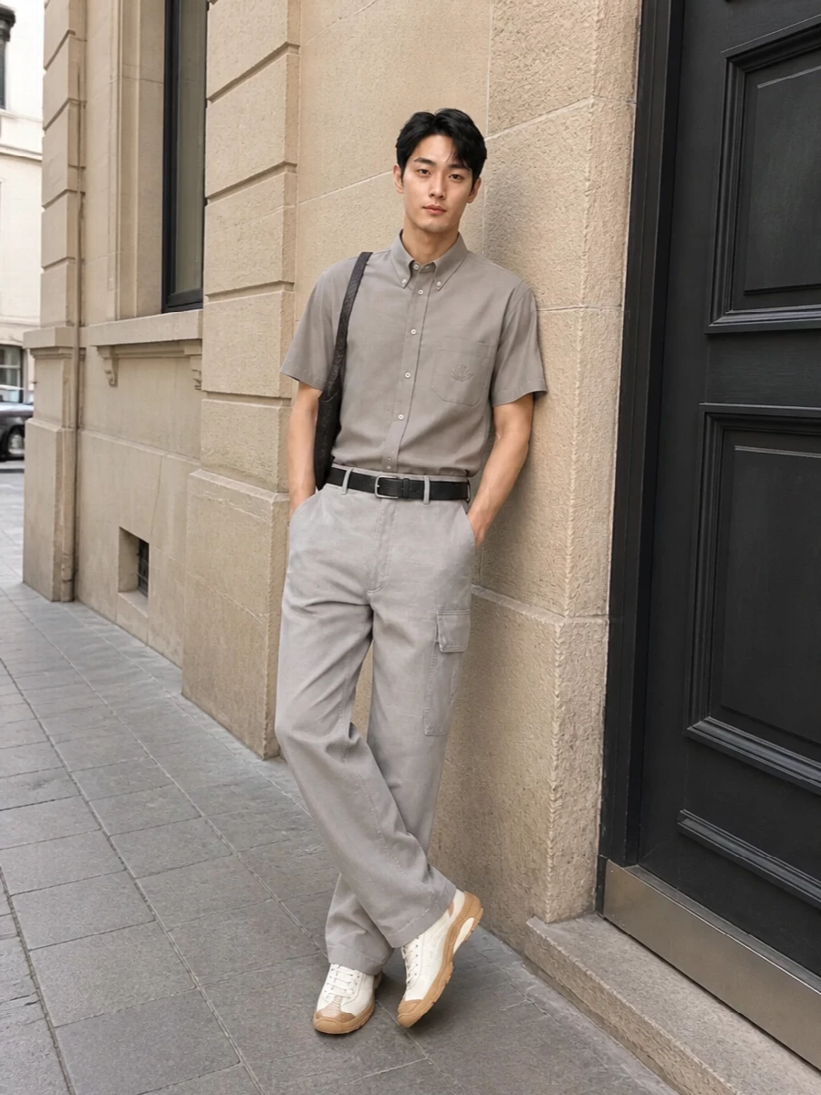 Mens cargo trousers quiet luxury outfit