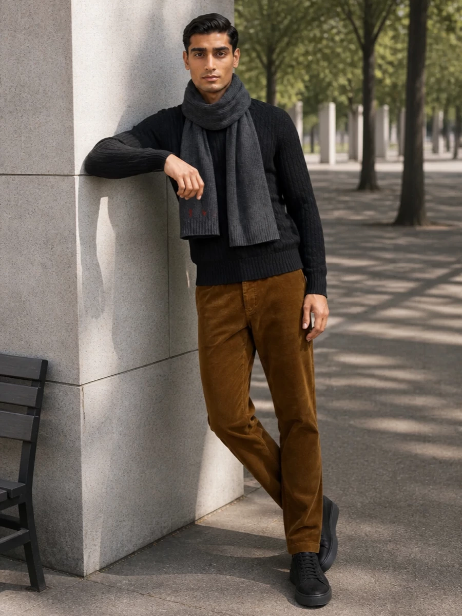 Polo ralph lauren cable knit with corduroy trousers