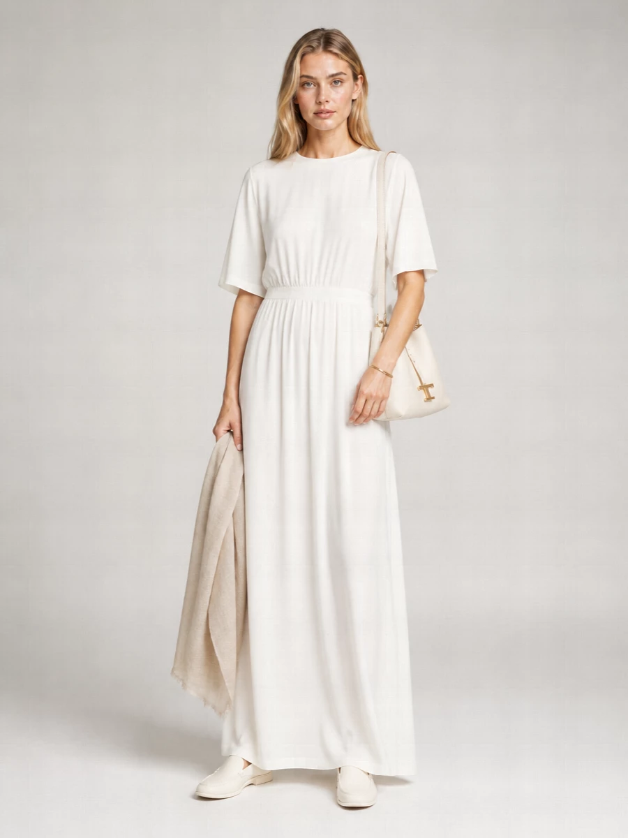 Totême Silk Relaxed-Fit Short-Sleeve Midi Nightdress