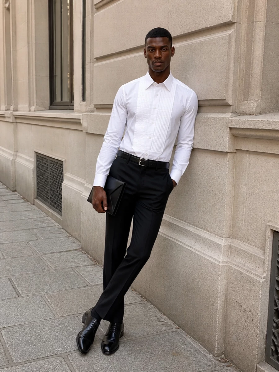 Tom ford evening shirt black trousers outfit