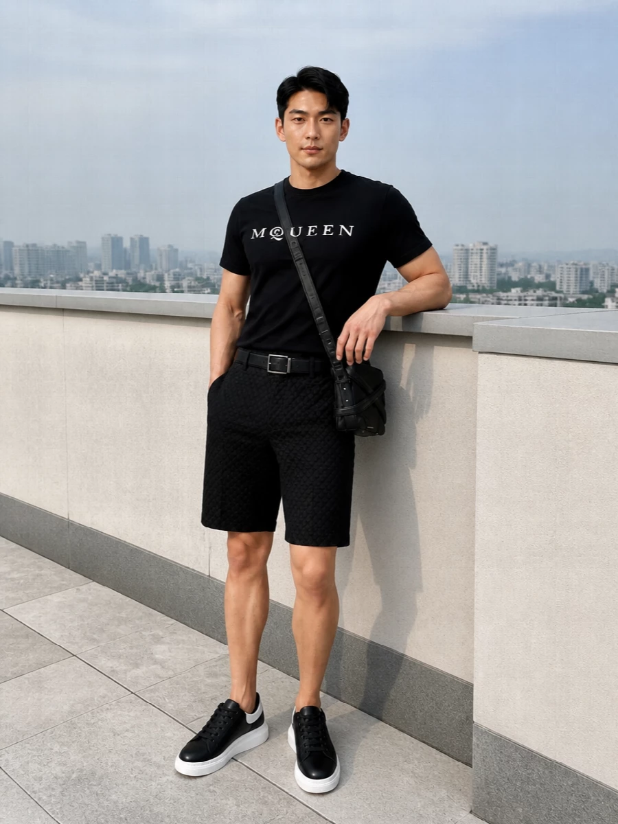 Alexander mcqueen black logo t shirt outfit