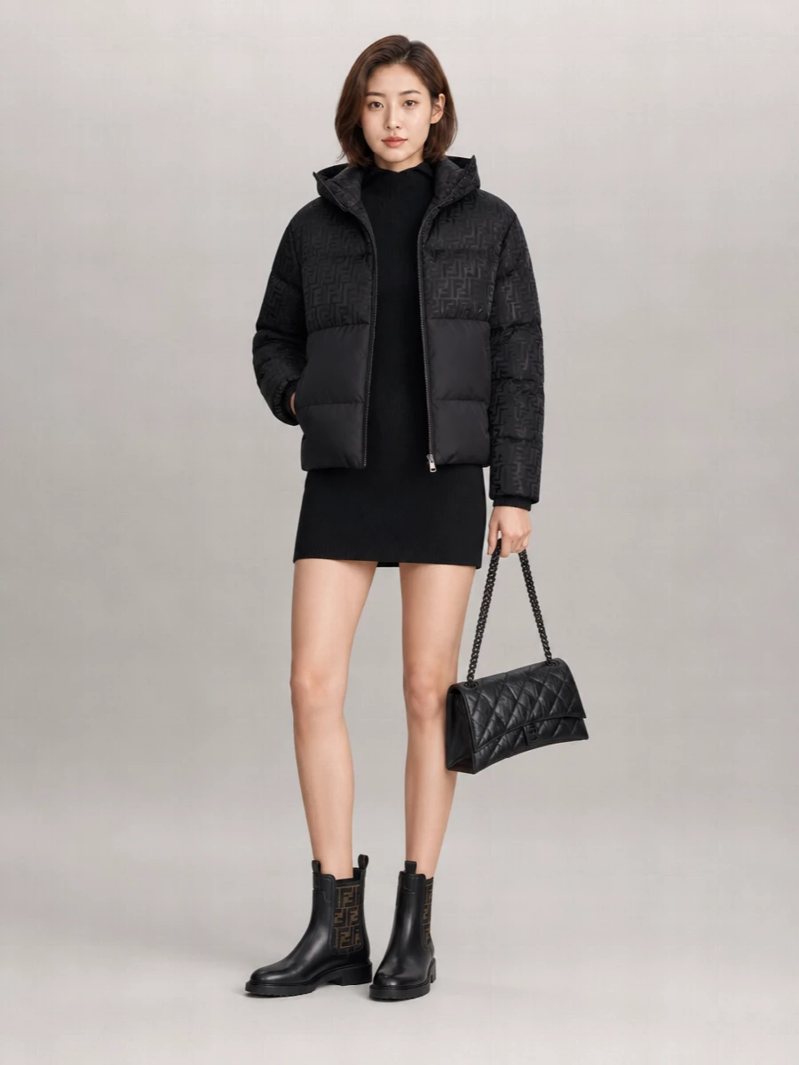 Fendi Jacquard Ff Hooded Down Puffer Jacket