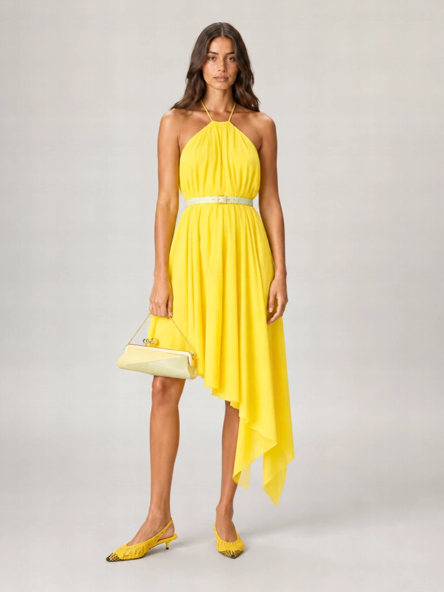 Jacquemus Wrinkled Sleeveless Asymmetric Midi Dress