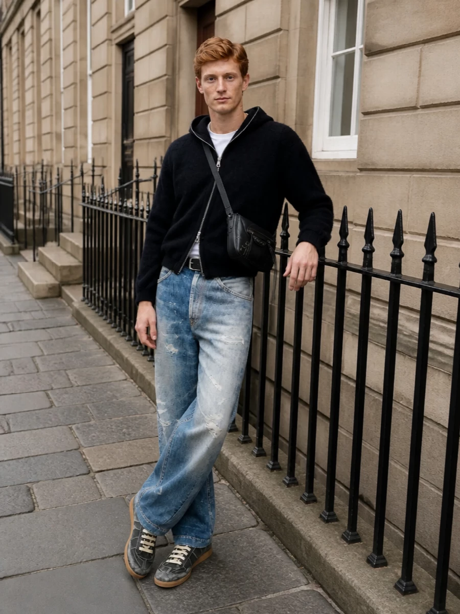 Our legacy distressed jeans margiela sneakers outfit