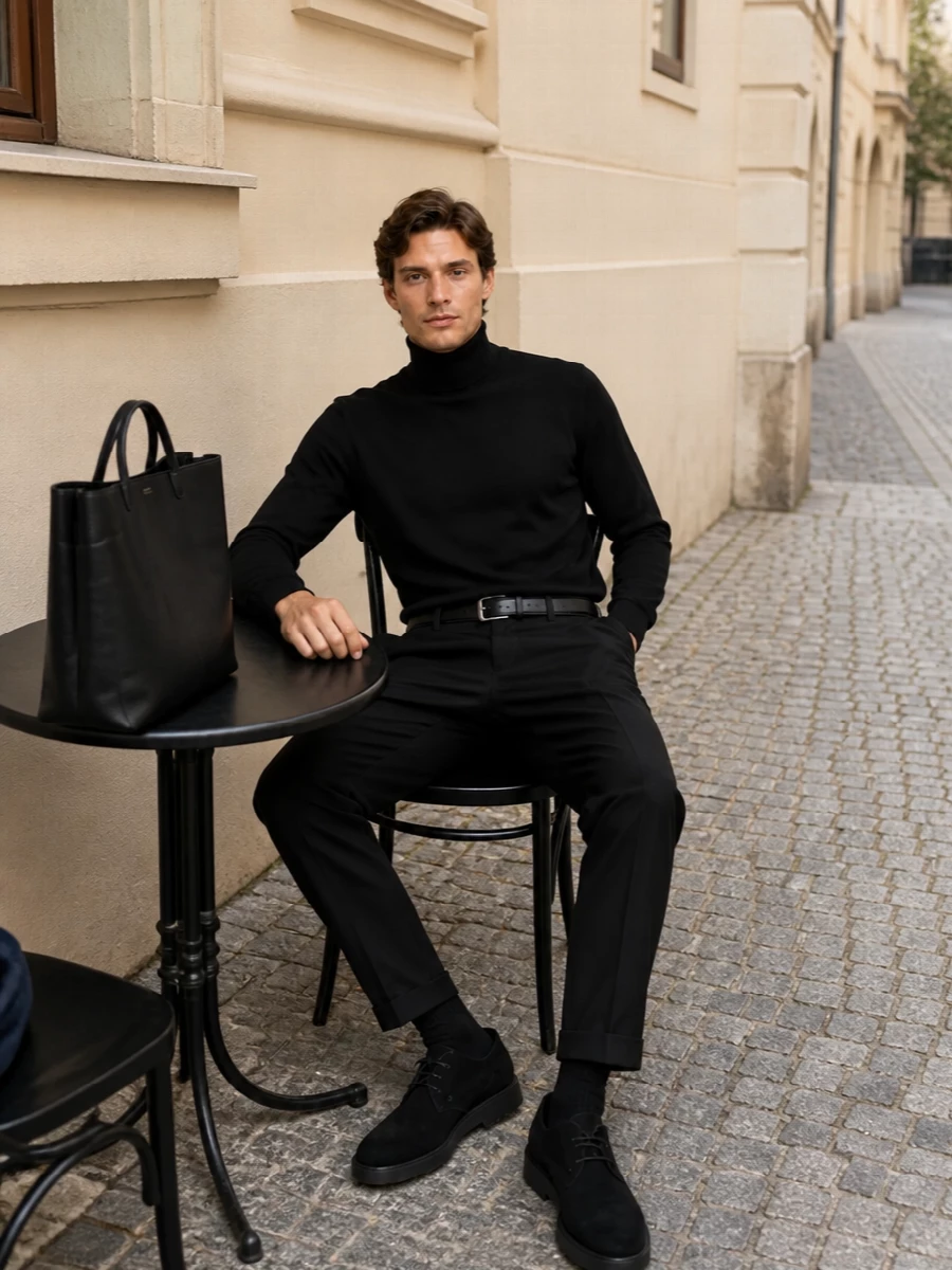 Dondup chinos black turtleneck tods desert boots