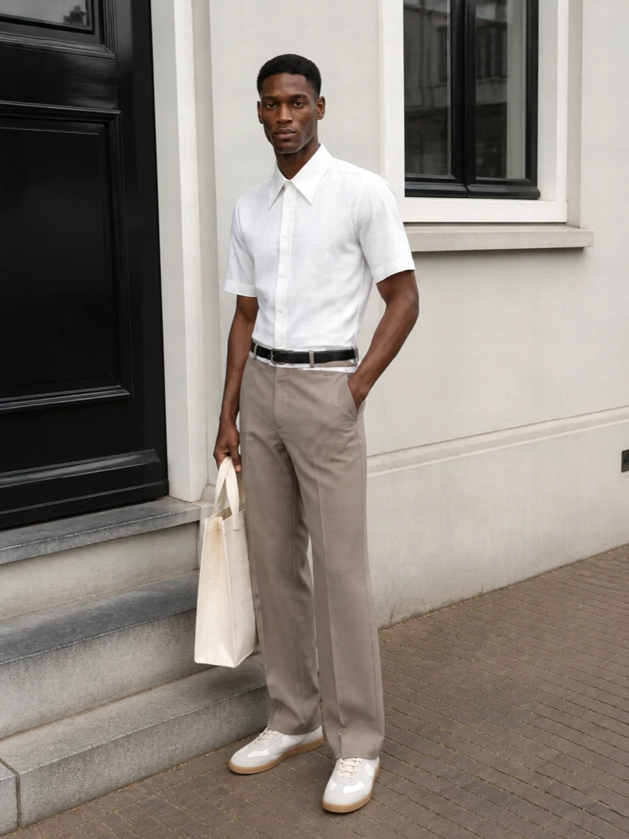 Maison margiela tailored shorts white shirt outfit