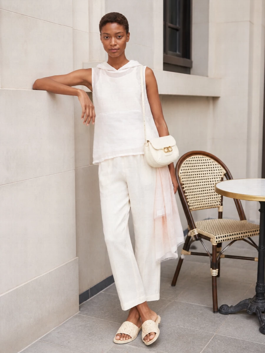 Fabiana filippi ivory hoodie straight trousers